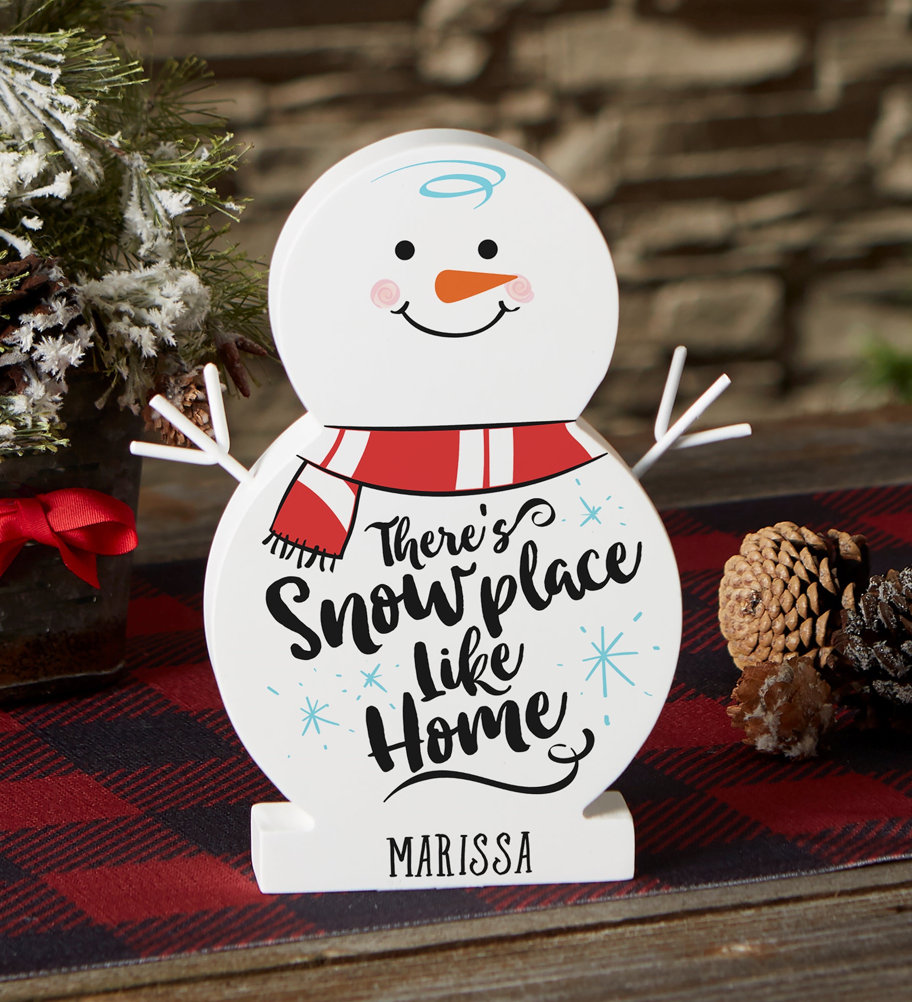 Snowplace Like Home Personalized Wood Snowman